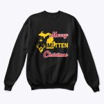 Merry Mitten Christmas Sweatshirt Black Gold