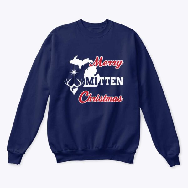 Merry Mitten Christmas Sweatshirt Navy