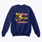 Merry Mitten Christmas Sweatshirt Navy Gold