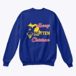 Merry Mitten Christmas Sweatshirt Royal Blue Gold
