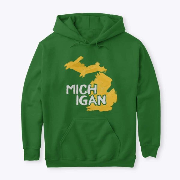 Michigan Art Hoodie Irish Green Gold