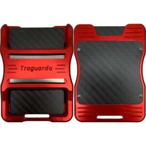Traguardo Low Profile Metal Metal Wallet Flashy Red with RFID Blocking
