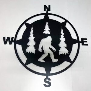 Bigfoot in Trees Compass Wall Art