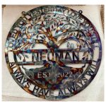 Personalized Tree Of Life Metal Sign - Burnt Finish