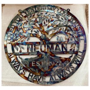 Personalized Tree Of Life Metal Sign - Burnt Finish