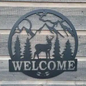 Welcome Deer Metal Wall Decor