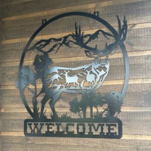 Welcome Deer Metal Wall Decor