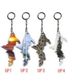 Wooden Upper Michigan Shape Keychains with Scenic Photo