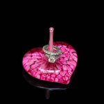 Gold Ruby Heart Blown Glass Ring Holder