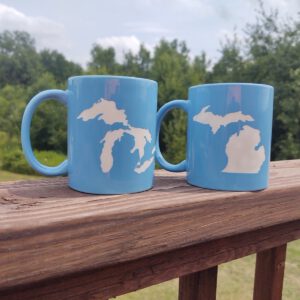 Michigan Mugs 11 oz Glossy Stoneware Baby Blue