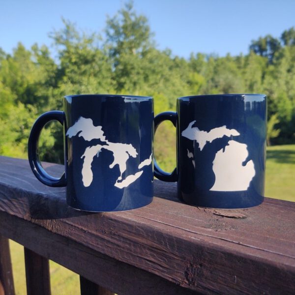Michigan Mugs 11 oz Glossy Stoneware Navy Blue