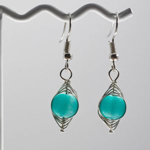 Aqua Sea Glass Earrings