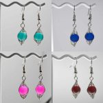 Sea Glass Earrings Dangle Drop Wire Wrapped Silver Plated Herringbone