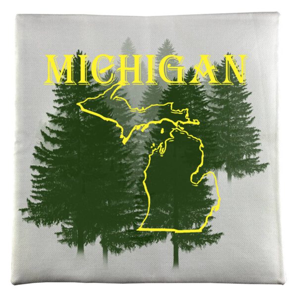 Michigan Map Pine Trees Pillow