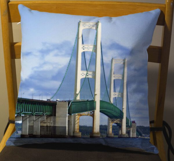 Scenic Michigan Mackinaw Bridge Pillow