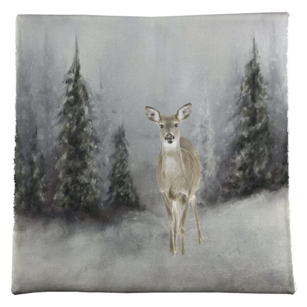 Winter Pine Trees Deer Pillow