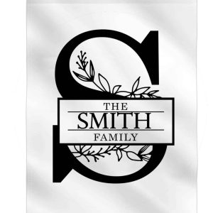 Black White Monogrammed Garden Flag
