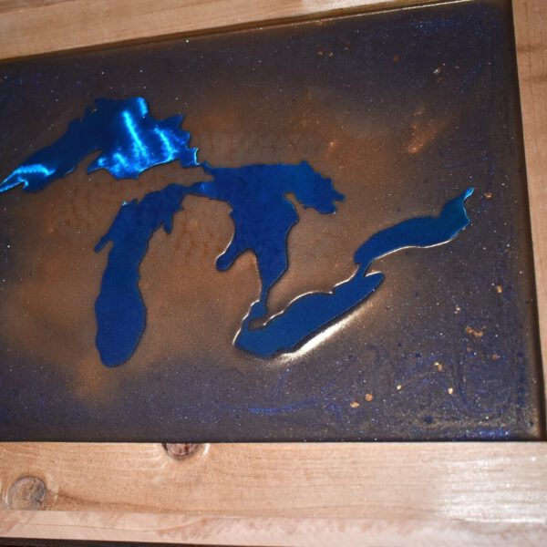 Lake Superior Stones on Michigan Great Lakes Blue Epoxy Art 4