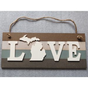 Michigan LOVE Wood Sign