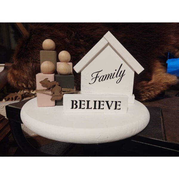 Wooden Block Family House Message Block Base