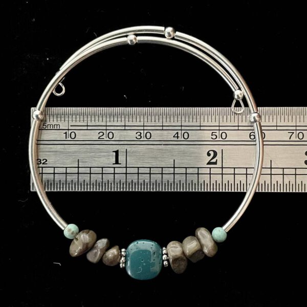 Leland Blue and Petoskey Stone Memory Wire Bracelet Size