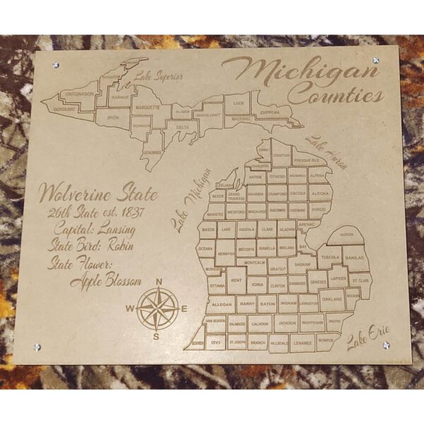 Michigan Wooden Map Puzzle County Tracker Bucket List