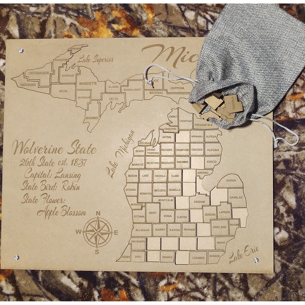 Michigan Wooden Map Puzzle County Tracker » Made In Michigan