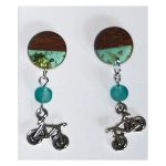 Bike Wood Resin Earrings