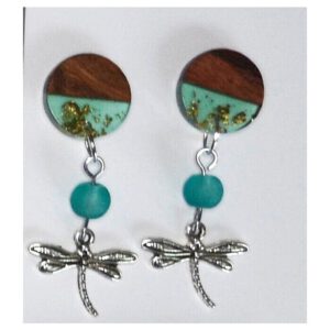 Dragonfly Wood Resin Earrings