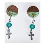 Small Cross Wood Resin Earrings