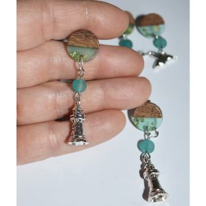 Wood Resin top of Lighthouse Earrings