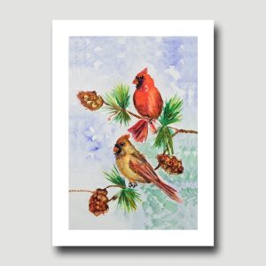 Cardinal Pair Bird Nature Art Print