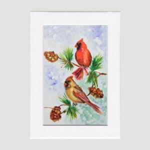 Cardinal Pair Print Bird Nature Art