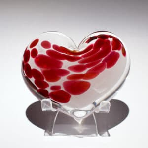 Forget Me Not Blown Glass Heart Paperweight