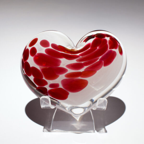 Forget Me Not Blown Glass Heart Paperweight