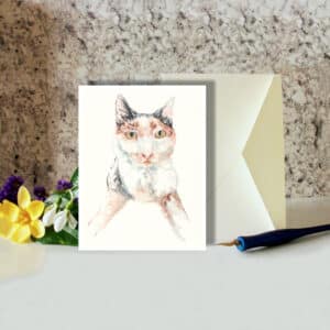 Look Into My Eyes Calico Cat Greeting Card Animal Art Cards