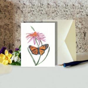 Monarch Butterfly and Coneflower Greeting Card Nature Art Cards