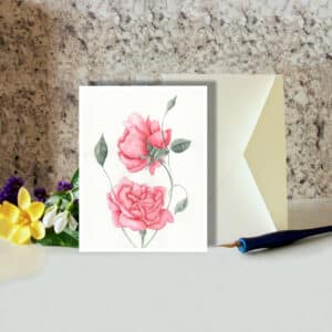 Pink Roses Greeting Card Floral Nature Cards