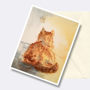 Spring Beckons Cat Animal Nature Art Greeting Card