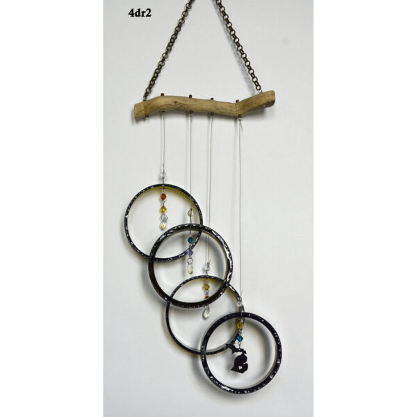 4DR2Wind Chime Wine Bottle Rings on Driftwood