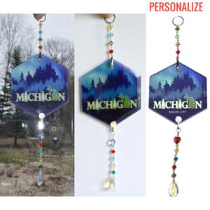 Michigan Glass Suncatcher Ornament Hexagon