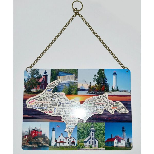 Michigan Lighthouses Plaque full length with chain
