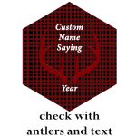 Personalized Glass Suncatcher Ornament Hexagon Red Check Antlers