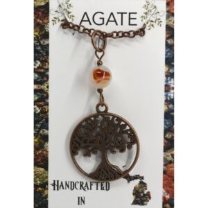 Copper Tree of Life Necklace with Agate