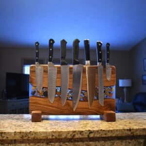 Magnetic Knife Rack Epoxy River with Petoskey Stones