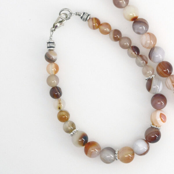 Agate Bracelet Red & Orange Agates Silver Spacers