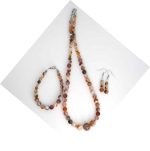 Agate Necklace Red & Orange Agates Silver Spacers - Image 2