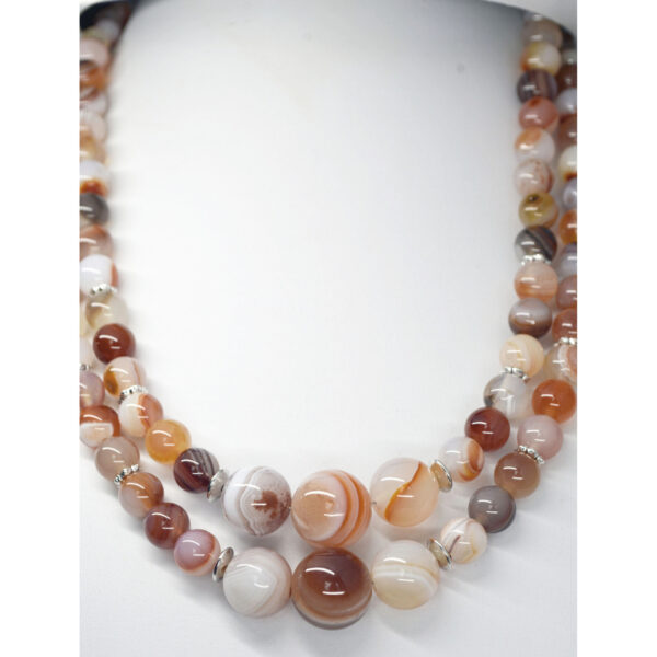 Agate Necklace Red & Orange Agates Silver Spacers