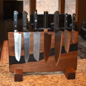 Magnetic Knife Rack Midnight Charcoal Epoxy River