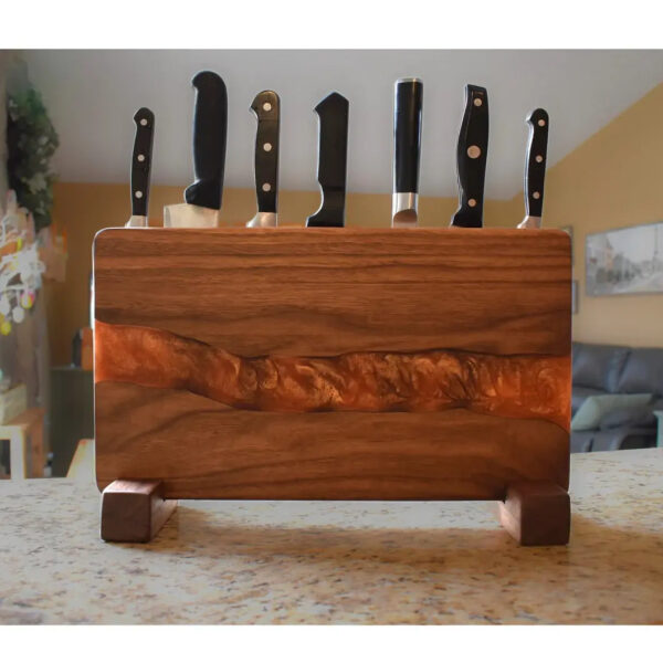 Magnetic Knife Rack Penny Copper Epoxy River back side